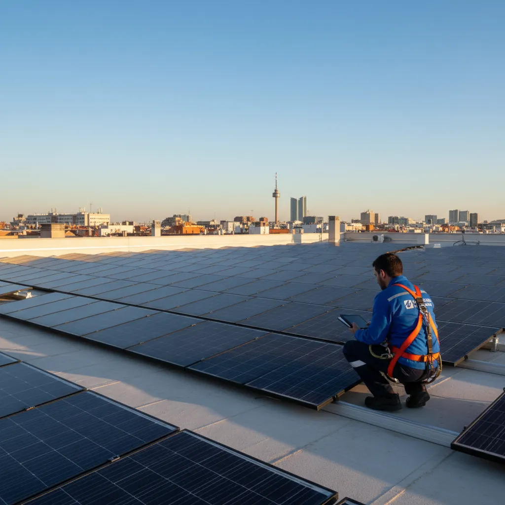 Paneles solares en azotea de comunidad de vecinos